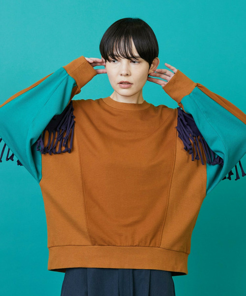 FRAPBOIS（フラボア）の「フリンジスウェット（スウェット・レディース・グレー/キャメル・1/2）」の19枚目の写真