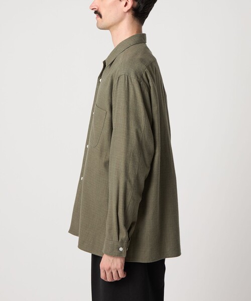 Steven Alan＞ ネル マイクロチェック オープンカラー シャツ