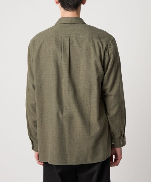 Steven Alan＞ ネル マイクロチェック オープンカラー シャツ BOX