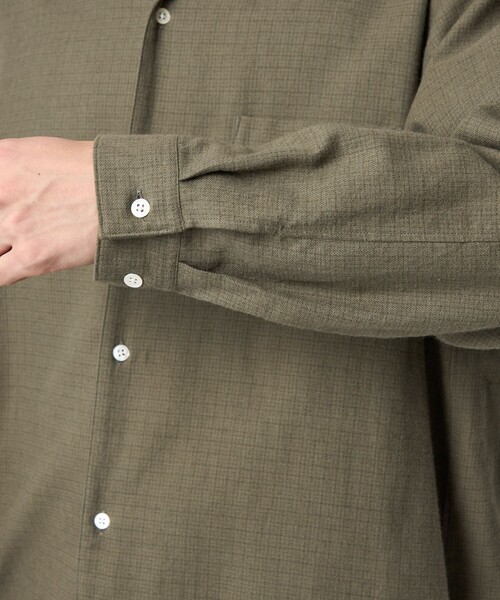 Steven Alan＞ ネル マイクロチェック オープンカラー シャツ BOX