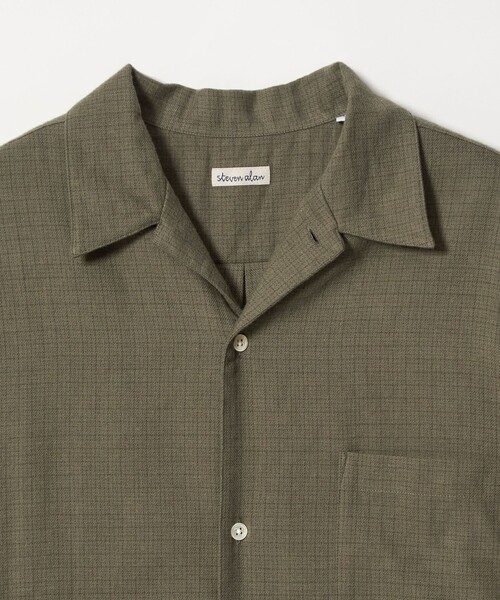 Steven Alan＞ ネル マイクロチェック オープンカラー シャツ BOX
