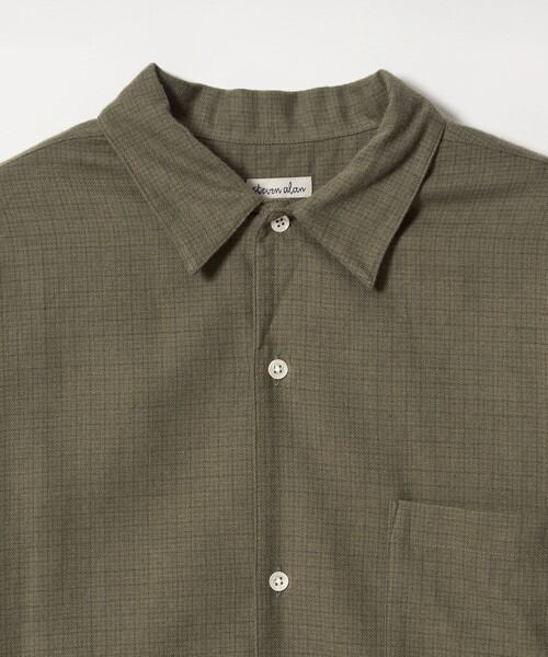 Steven Alan＞ ネル マイクロチェック オープンカラー シャツ BOX