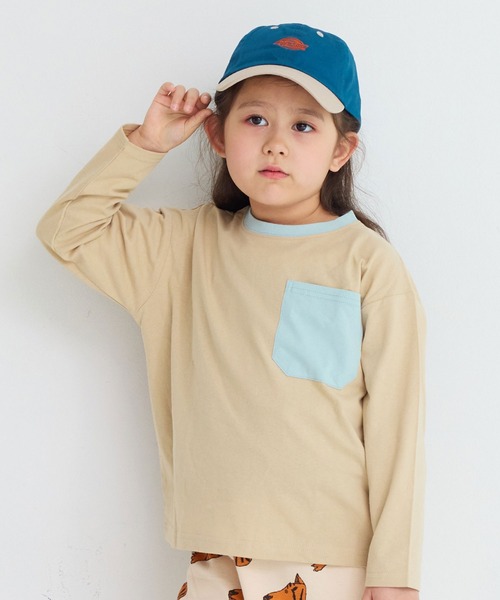 Life Support Products（ライフサポートプロダクツ）の「配色ポケットロンTee（Tシャツ/カットソー・キッズ・グリーン系その他/グレー系その他/ベージュ/ブラック/ホワイト系その他/ラベンダー/オレンジ/オフホワイト・90/100/110/120/80/130/95/140/150）」の6枚目の写真