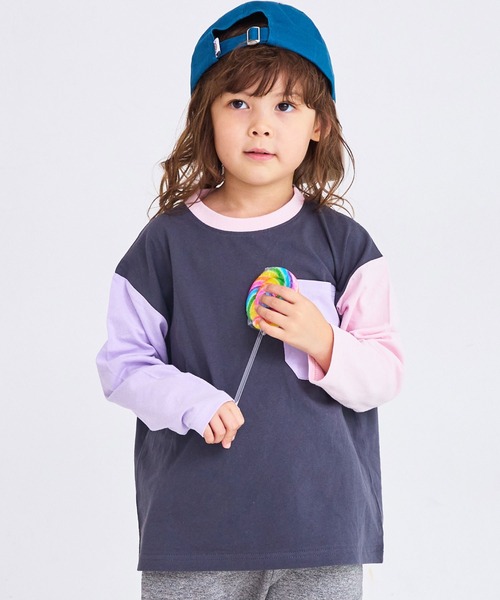 Life Support Products（ライフサポートプロダクツ）の「配色ポケットロンTee（Tシャツ/カットソー・キッズ・グリーン系その他/グレー系その他/ベージュ/ブラック/ホワイト系その他/ラベンダー/オレンジ/オフホワイト・90/100/110/120/80/130/95/140/150）」の5枚目の写真