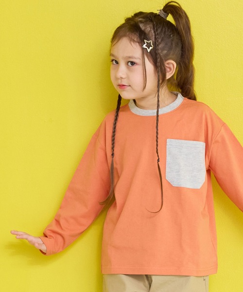 Life Support Products（ライフサポートプロダクツ）の「配色ポケットロンTee（Tシャツ/カットソー・キッズ・グリーン系その他/グレー系その他/ベージュ/ブラック/ホワイト系その他/ラベンダー/オレンジ/オフホワイト・90/100/110/120/80/130/95/140/150）」の8枚目の写真