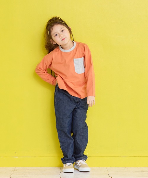 Life Support Products（ライフサポートプロダクツ）の「配色ポケットロンTee（Tシャツ/カットソー・キッズ・グリーン系その他/グレー系その他/ベージュ/ブラック/ホワイト系その他/ラベンダー/オレンジ/オフホワイト・90/100/110/120/80/130/95/140/150）」の9枚目の写真