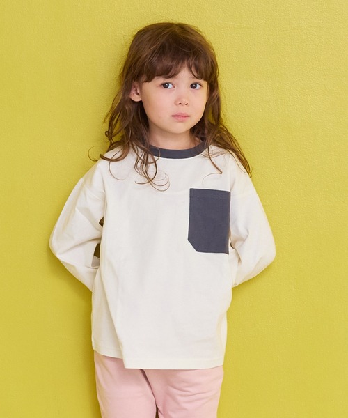 Life Support Products（ライフサポートプロダクツ）の「配色ポケットロンTee（Tシャツ/カットソー・キッズ・グリーン系その他/グレー系その他/ベージュ/ブラック/ホワイト系その他/ラベンダー/オレンジ/オフホワイト・90/100/110/120/80/130/95/140/150）」の14枚目の写真