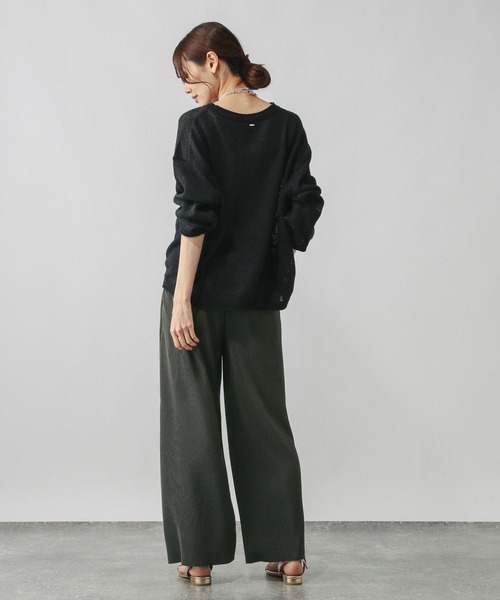 GLOBAL WORK（グローバルワーク）の「セルフカットプリーツパンツ/579557（その他パンツ・レディース・マスタード/スミクロ/ブラック系その他/ブラック・MEDIUM/LARGE）」の14枚目の写真