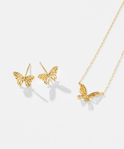 Jewel closet by L&Co.(ジュエルクローゼットバイエルアンドコー)の「K10 バタフライ ピアス(ピアス(両耳用)・レディース・イエローゴールド・FREE)」の6枚目の写真