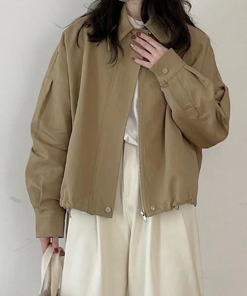 cammie(キャミー)の「エリ付きワイドシルエットライトコート(ブルゾン・レディース・ベージュ/アイボリー・M/L)」の7枚目の写真