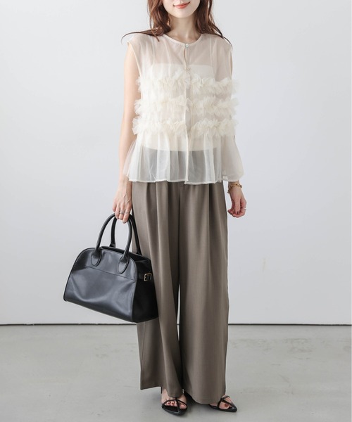AMELY（エミリー）の「前後2way チュールフリル シアーブラウス（シャツ/ブラウス・レディース・ブラウン/ブラック/アイボリー・フリー）」の11枚目の写真