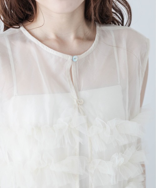 AMELY（エミリー）の「前後2way チュールフリル シアーブラウス（シャツ/ブラウス・レディース・ブラウン/ブラック/アイボリー・フリー）」の14枚目の写真