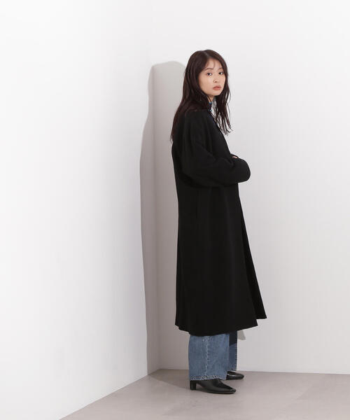 N.(N. Natural Beauty Basic)(エヌエヌナチュラルビューティーベーシック)の「【PS/低身長サイズ】カラーレスロングコート(ノーカラーコート・レディース・ブラック/グレー/ベージュ・P/S/MEDIUM/SMALL)」の9枚目の写真