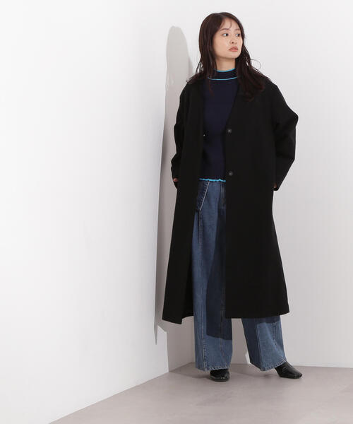 N.(N. Natural Beauty Basic)(エヌエヌナチュラルビューティーベーシック)の「【PS/低身長サイズ】カラーレスロングコート(ノーカラーコート・レディース・ブラック/グレー/ベージュ・P/S/MEDIUM/SMALL)」の10枚目の写真