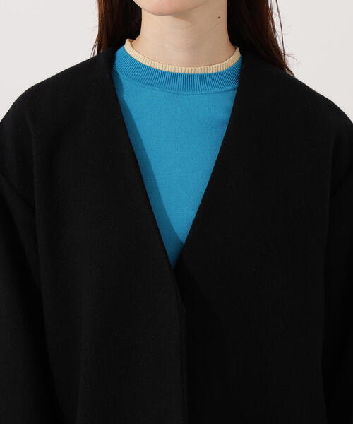 N.（N. Natural Beauty Basic）（エヌエヌナチュラルビューティーベーシック）の「【PS/低身長サイズ】カラーレスロングコート（ノーカラーコート・レディース・ブラック/グレー/ベージュ・P/S/MEDIUM/SMALL）」の6枚目の写真