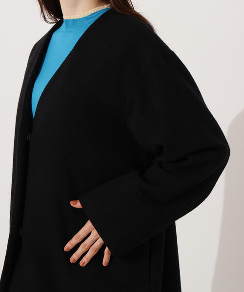 N.（N. Natural Beauty Basic）（エヌエヌナチュラルビューティーベーシック）の「【PS/低身長サイズ】カラーレスロングコート（ノーカラーコート・レディース・ブラック/グレー/ベージュ・P/S/MEDIUM/SMALL）」の8枚目の写真