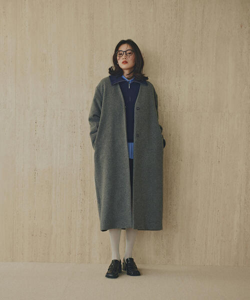 N.（N. Natural Beauty Basic）（エヌエヌナチュラルビューティーベーシック）の「【PS/低身長サイズ】カラーレスロングコート（ノーカラーコート・レディース・ブラック/グレー/ベージュ・P/S/MEDIUM/SMALL）」の13枚目の写真