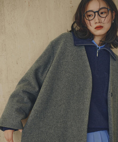 N.（N. Natural Beauty Basic）（エヌエヌナチュラルビューティーベーシック）の「【PS/低身長サイズ】カラーレスロングコート（ノーカラーコート・レディース・ブラック/グレー/ベージュ・P/S/MEDIUM/SMALL）」の15枚目の写真