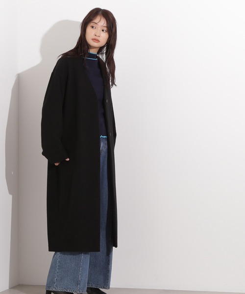 N.（N. Natural Beauty Basic）（エヌエヌナチュラルビューティーベーシック）の「【PS/低身長サイズ】カラーレスロングコート（ノーカラーコート・レディース・ブラック/グレー/ベージュ・P/S/MEDIUM/SMALL）」の2枚目の写真