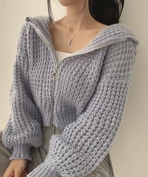 ADDITION STORE（アディションストア）の「【トレンドのショート丈、ワイドシルエット】ざっくりニット フルジップパーカー /　Rough knitting full zip hoodie（カーディガン/ボレロ）」
