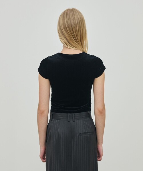 DES PRES（デ・プレ）の「ブライトベロア ミニTシャツ（Tシャツ/カットソー・レディース・ブラック/ホワイト・FREE）」の6枚目の写真