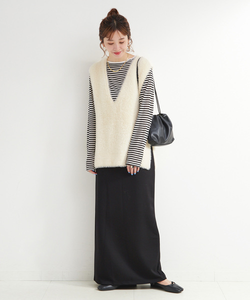 追加2》《2点セット》手洗い可 / ショートシャギーベスト+ダンボール