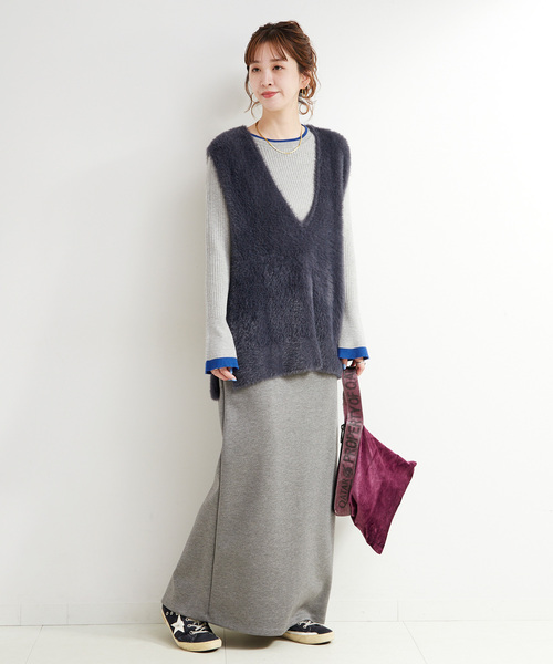 追加2》《2点セット》手洗い可 / ショートシャギーベスト+ダンボール