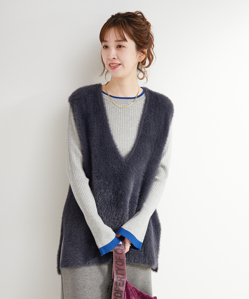 追加2》《2点セット》手洗い可 / ショートシャギーベスト+