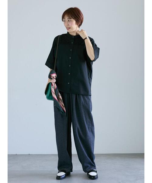 Lugnoncure(ルノンキュール)の「アイレットレースシャツ(シャツ/ブラウス・レディース・ベージュ/オフホワイト/ブラック・F)」の9枚目の写真