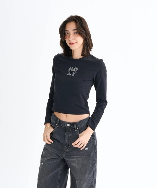 SPARKLY /ロキシーラインストーンロゴタイト長袖ロンT（Tシャツ