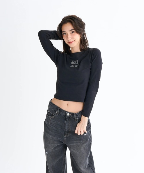 ROXY(ロキシー)の「SPARKLY /ロキシーラインストーンロゴタイト長袖ロンT(Tシャツ/カットソー・レディース・パープル/ブルー/ブラック/ホワイト・LARGE/MEDIUM/SMALL)」の11枚目の写真