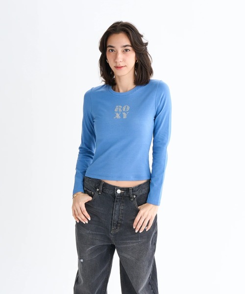 ROXY(ロキシー)の「SPARKLY /ロキシーラインストーンロゴタイト長袖ロンT(Tシャツ/カットソー・レディース・パープル/ブルー/ブラック/ホワイト・LARGE/MEDIUM/SMALL)」の14枚目の写真
