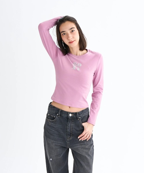 ROXY(ロキシー)の「SPARKLY /ロキシーラインストーンロゴタイト長袖ロンT(Tシャツ/カットソー・レディース・パープル/ブルー/ブラック/ホワイト・LARGE/MEDIUM/SMALL)」の17枚目の写真