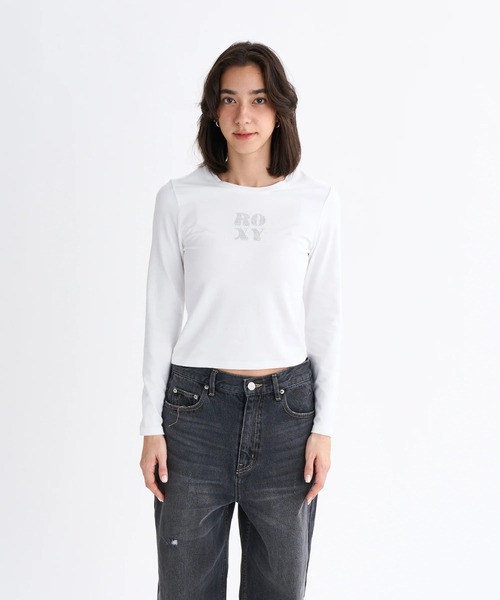 ROXY(ロキシー)の「SPARKLY /ロキシーラインストーンロゴタイト長袖ロンT(Tシャツ/カットソー・レディース・パープル/ブルー/ブラック/ホワイト・LARGE/MEDIUM/SMALL)」の7枚目の写真