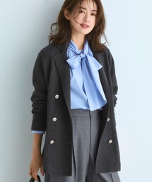 テーラードジャケット（グレー/灰色系・ウール・ニット