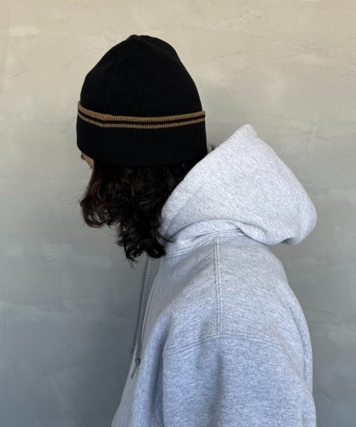 FRED PERRY（フレッドペリー）の「[FRED PERRY/フレッドペリー] ツインティップライン メリノウールビーニー（ニットキャップ/ビーニー・レディース・ブラック/サックスブルー・ONE SIZE）」の9枚目の写真