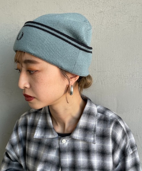 FRED PERRY（フレッドペリー）の「[FRED PERRY/フレッドペリー] ツインティップライン メリノウールビーニー（ニットキャップ/ビーニー・レディース・ブラック/サックスブルー・ONE SIZE）」の16枚目の写真