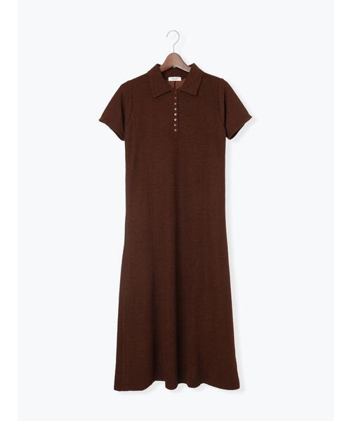 Te chichi TERRASSE（テチチテラス）の「カットジャガードポロワンピ（ワンピース・レディース・ブラック/ブラウン・F）」の7枚目の写真