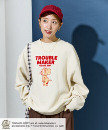 限定展開 TOM AND JERRY/トムとジェリー フロッキー ロゴ スウェット