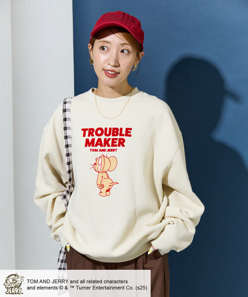限定展開 TOM AND JERRY/トムとジェリー フロッキー ロゴ スウェット