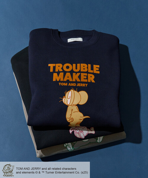 限定展開 TOM AND JERRY/トムとジェリー フロッキー ロゴ スウェット