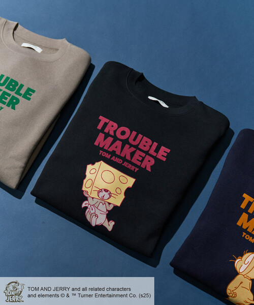 限定展開 TOM AND JERRY/トムとジェリー フロッキー ロゴ スウェット