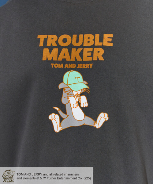 FREAK'S STORE(フリークスストア)の「限定展開 TOM AND JERRY/トムとジェリー フロッキー ロゴ スウェット(スウェット・レディース・チャコールグレー/ナチュラル/ブラック/ベージュ/ネイビー/グレー・フリ-)」の18枚目の写真
