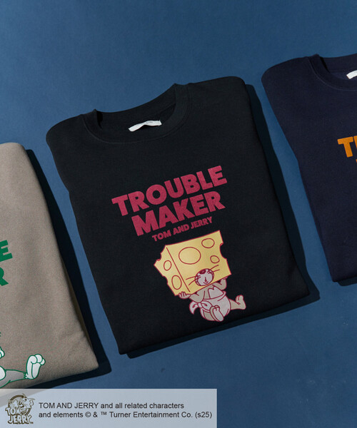 FREAK'S STORE(フリークスストア)の「限定展開 TOM AND JERRY/トムとジェリー フロッキー ロゴ スウェット(スウェット・レディース・チャコールグレー/ナチュラル/ブラック/ベージュ/ネイビー/グレー・フリ-)」の22枚目の写真