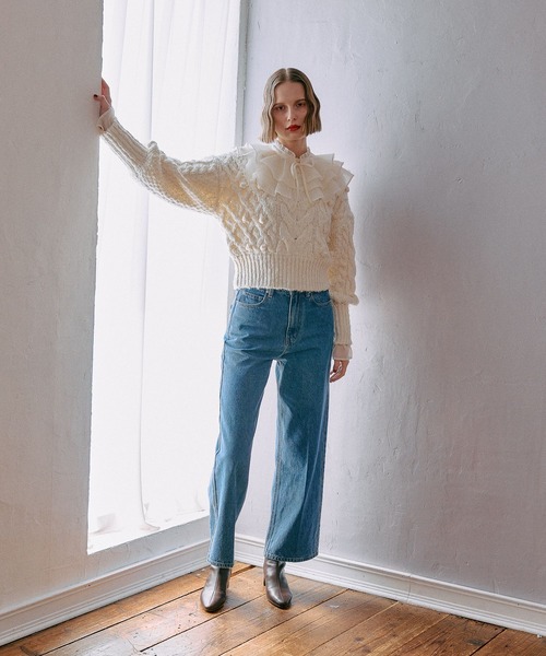 mysty woman（ミスティウーマン）の「2WAYBIGカラーブラウス 583460（シャツ/ブラウス・レディース・オフホワイト/ブラック・FREE）」の3枚目の写真