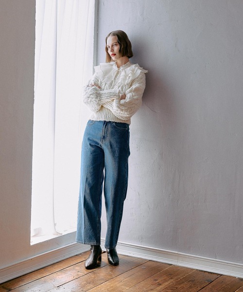 mysty woman（ミスティウーマン）の「2WAYBIGカラーブラウス 583460（シャツ/ブラウス・レディース・オフホワイト/ブラック・FREE）」の4枚目の写真