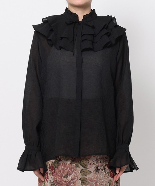 mysty woman（ミスティウーマン）の「2WAYBIGカラーブラウス 583460（シャツ/ブラウス・レディース・オフホワイト/ブラック・FREE）」の16枚目の写真