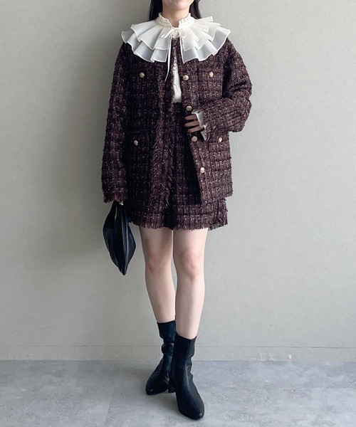 mysty woman（ミスティウーマン）の「2WAYBIGカラーブラウス 583460（シャツ/ブラウス・レディース・オフホワイト/ブラック・FREE）」の14枚目の写真