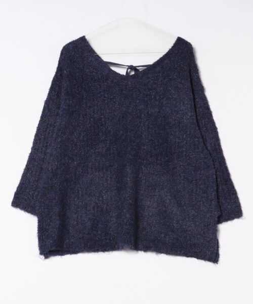 GORGE(ゴージ)の「《バックリボン×ブークレ》レディース チュニックニット ふんわり長丈 秋冬(ニット/セーター・レディース・チャコール/ネイビー/アイボリー/レッド/グリーン・F)」の10枚目の写真