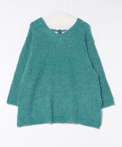GORGE(ゴージ)の「《バックリボン×ブークレ》レディース チュニックニット ふんわり長丈 秋冬(ニット/セーター・レディース・チャコール/ネイビー/アイボリー/レッド/グリーン・F)」の12枚目の写真
